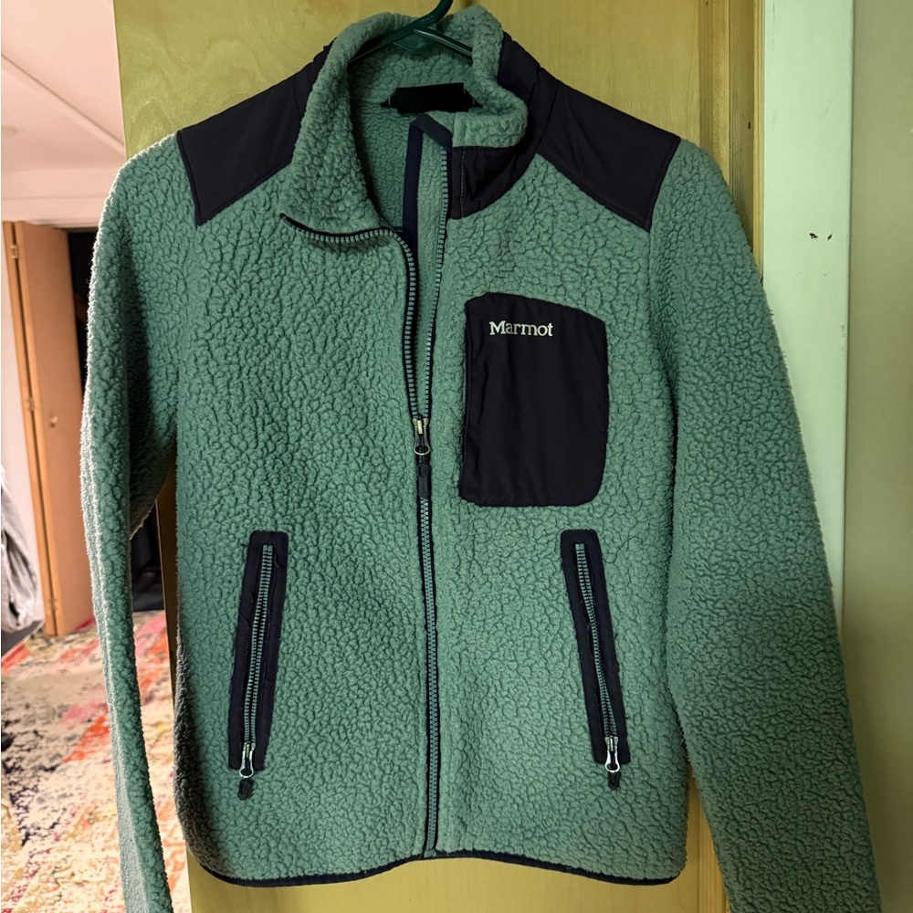 Marmot Green and Black Fleece Jacket